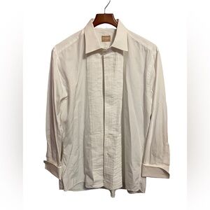 Vintage Gitman Bros Tuxedo Shirt Mens 17/33 White Pintuck French Cuff Button